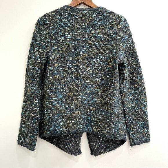 Anthropologie Moth Keavy Jacquard Jacket Sweater Cardigan Green Wool Medium - Picture 2 of 8